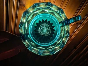 Vintage Anchor Hocking blau Doppelgriff Glas überbackene Süßigkeiten Nuss Schmuck Schale - Bild 1 von 5