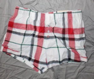 Stars Above Womens size M Flannel Lounge Shorts Dark Red Plaid Perfectly Cozy - Picture 1 of 1