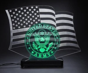 Man Cave, United States Army, Flag, Led Desktop/Bar Top Lamp - Picture 1 of 2