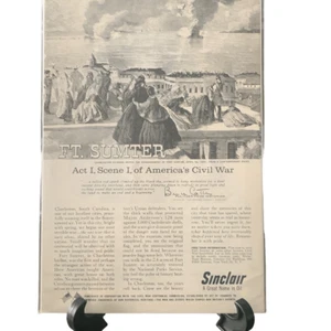 Publicidad publicitaria vintage 1960 Sinclair Oil Fort Sumter - Imagen 1 de 2