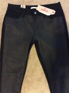 jeans nuovo LEVI'S 535 similpelle davanti nero super skinny elasticizzato taglia 0 25/30 - Foto 1 di 1