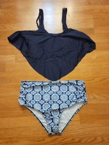 SouqFone Swimsuits for Women Two Piece Bathing Suits Ruffled Flounce Top 3XL - Picture 1 of 5