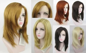 WOMENS LACE FRONT SHOULDER-LENGTH STRAIGHT HAIR LAYERED WIG W/ NO BANGS LINDSEY - Picture 1 of 39