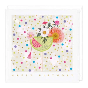 Floral Cocktail Birthday Card - Picture 1 of 1