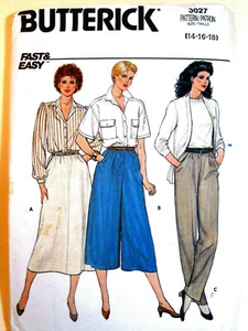Butterick 3027 CULOTTE ROCK HOSE Gr. 14-16 28-30 Bundmuster ungeschnitten 1984 - Bild 1 von 3