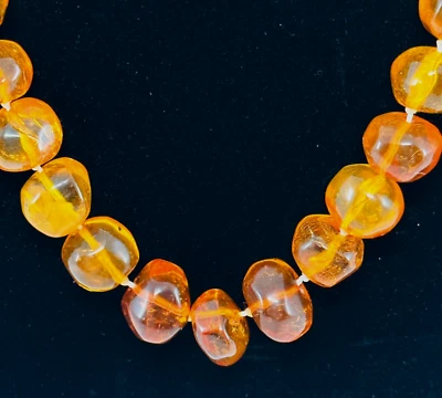 Collar Báltico Pulido Miel Ámbar Forma Libre 26 Pulgadas 53 Gramos De Colección Foto 1 de 4