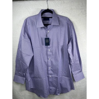 Camisa de vestir David Donahue para hombre lila guinga 17 32/33 100 % algodón nueva con etiquetas Foto 1 de 4