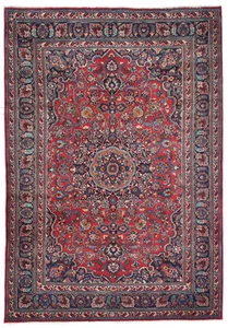 Handmade Vintage Oriental Rug 6X9 ft Red Floral Classic Style Entryway Carpet - Picture 1 of 11