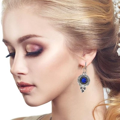 Pendiente de joyería de plata unisex de piedra lunar de tanzanita para mujer de 1,5"" Foto 1 de 4