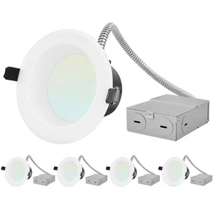 Luxrite Commercial 4" LED Recessed Lights 7/9/12W 4 CCT Up to 1000 Lumens 4 Pack - Picture 1 of 8