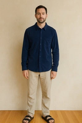 Toalla de felpa Orlebar marrón para hombre azul marino manga larga XXL Beach Resort Foto 1 de 4