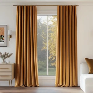 Velvet Blackout Curtains 108 Inches Long, Extra Long Floor to Ceiling Thermal... - Picture 1 of 8