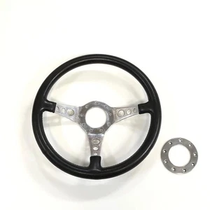 Moto-Lita Classic Dished Black Leather Steering Wheel Polished Spokes Used - Bild 1 von 17