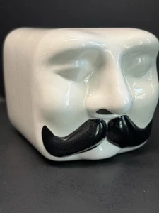 Vintage Fitz & Floyd Mustache Man Nose Ceramic Tissue Box Cover 1980s EUC - Picture 1 of 13