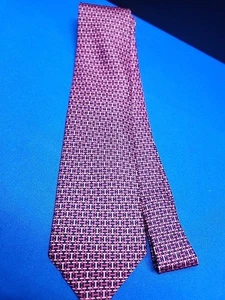 Vtg 1Hermes Paris Tie Mens Purple Pink Geometric "H" Pattern 100% Silk 7959 EA - Picture 1 of 6
