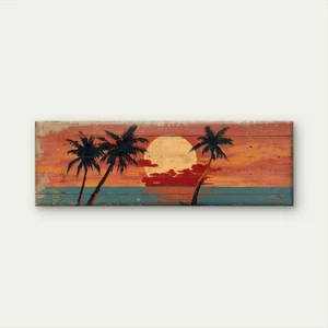 Panoramic View of Beach Sunset Canvas Print Wall Art Home Decor - Picture 1 of 7
