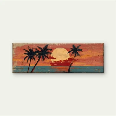 Panoramic View of Beach Sunset Canvas Print Wall Art Home Decor - Image 1 of 4