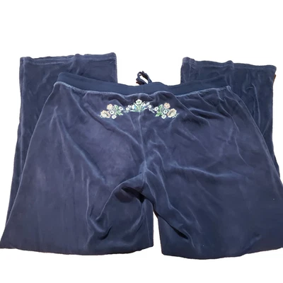 Pantalones de terciopelo de pierna ancha para mujer Y2K Thalia Sodi talla XL gris púrpura de colección Foto 1 de 4