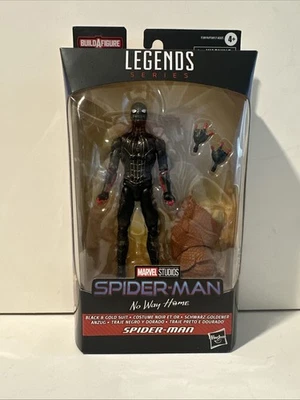 Figura Traje Negro y Dorado Marvel Legends Spider-Man No Way Home con Armadillo BAF Foto 1 de 2