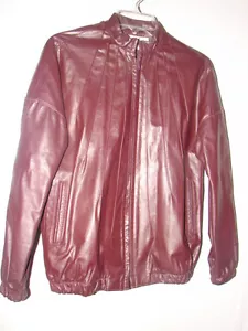 Vintage Timeless NC Montaldo's burgunderfarbener Ledermantel Jacke Größe Junior 5/6 - Bild 1 von 6