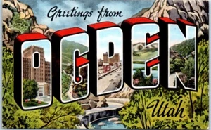 Greetings from ODGEN, Utah UT linen - Postcard - Picture 1 of 2