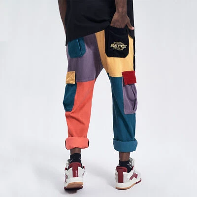 Niepce 90s Urban Hip Hop Streetwear Corduroy Pants Patchwork Casual Trousers - Image 1 of 4