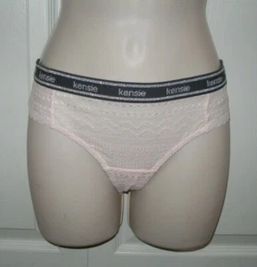 KENSIE Women's Medium Thong Panties Light Pink with Silver Black Waistband - Picture 1 of 8