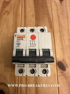 Merlin Gerin MCB 40 Amp Triple Pole 3 Phase Breaker Type B 40A C60HB340 25874 - Image 1 of 4