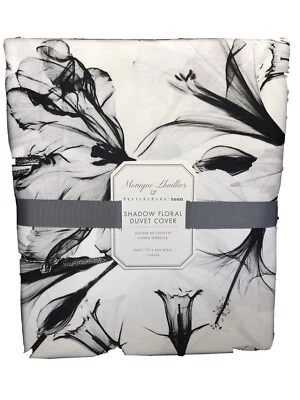Funda nórdica Pottery Barn Teen Monique Lhuillier doble sombra floral negro marfil Foto 1 de 4