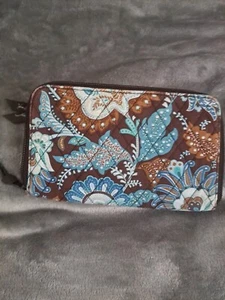 Vera Bradley Java blaue Geldbörse mit umlaufendem Reißverschluss 8" x 5" geräumig.                         - Bild 1 von 7