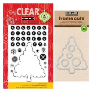 Hero Arts Holiday Cling Stamp/Die Set "Decorate a Tree" "Circle Christmas Tree" - Picture 1 of 1
