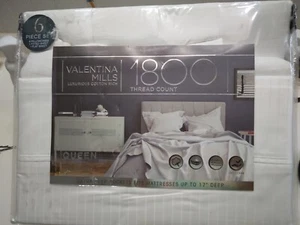 6 Pc Queen Sheet Set, Luxurious Cotton, Deep Pockets, 1800 thread, pale green - Picture 1 of 2