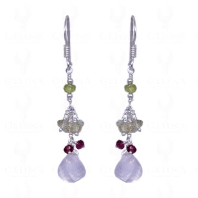 Peridot, Citrine, Rose Quartz & #Garnet #Gemstone #Earrings In #925  Silver - Image 1 of 2