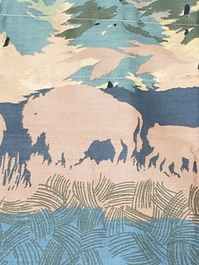 Hollander Valance Mountain Elk Buffalo MCM Bear Ram Made In USA 87 X 17.5 in - Picture 1 of 8