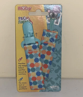 Nuby Baby Pacifier Clip Paci Finder 0+ Months Colored Dots NEW - Image 1 of 4