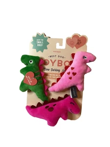 Fransen Valentinstag Liebe Ostern rosa Dino Liebling quietschend knistern Hundespielzeug - Bild 1 von 4