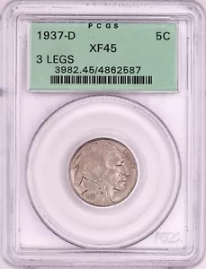 1937-D 3 Legs Buffalo Nickel PCGS XF45 OGH - PQ Nice Original Key Date - Picture 1 of 5
