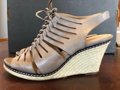Sandalia Alpargata CIRCA JOAN & DAVID Cuero Desnudo Gladiador Tacón Cuña EE. UU. 8 Foto 1 de 4