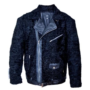 Persian Lamb Fur Real Karakul Astrakhan Swakara Fur Biker Jacket Allsize presale - Picture 1 of 8