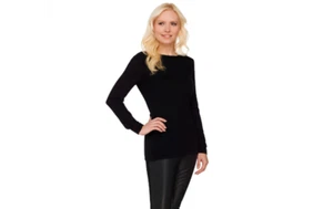 H by Halston Wendepullover Wickeloptik Langarm schwarz 1X A273292 QVC J - Bild 1 von 6