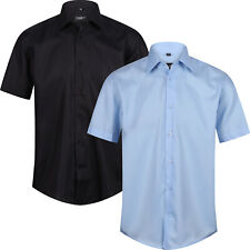 New Mens Short Sleeve Shirt Button Up Plain Formal Smart Work Business Dress Top