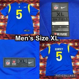 Nike LA Rams NFL Jalen Ramsey #5 On-Field Blue Jersey Mens Size XL - Picture 1 of 16