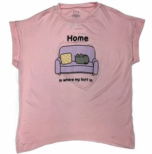 Pusheen The Cat HOME IS WHERE MY BUTT IS Girls T-Shirt NWT Licensed & Official - Picture 1 of 2