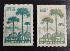 1967 CHILE  #708/9  STAMPS FOREST TREE 2 VALUES  FINE UNUSED - Picture 1 of 5