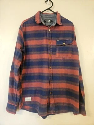 Rip Curl Slim Fit Shirt Size Small Red / Blue Stripe 100% Cotton - Image 1 of 4