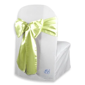 100 pcs Satin Chair Cover Bow Sash 108"x8" - Yellow - Wedding Party Banquet kv - Picture 1 of 5