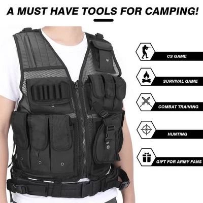 Tactical Vest Outdoor Adjustable Security Training Protective Outdoor Vest ISVE - Image 1 of 4