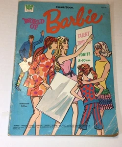 Libro da colorare World of Barbie 1971 di Whitman, per lo più inutilizzato - Foto 1 di 7