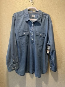 Womans Ridgecut Toughwear Denim 3X Long Sleeve Shirt Blue Outdoor NWT - Picture 1 of 13
