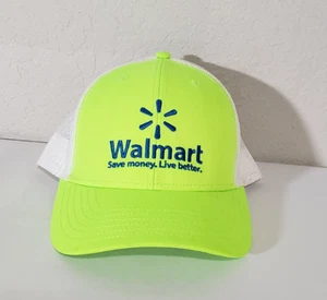 Walmart Employee Cap Hat Neon Green, White, Blue Logo Adjustable Strap - Picture 1 of 4